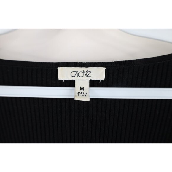 Vintage 90s Cache Womens Medium Stretch Ribbed Knit Cuban Link Knit Sweater - Picture 8 of 14